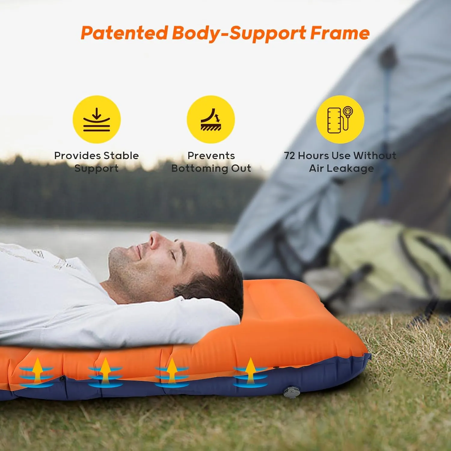 4 Inch Thick Inflatable Sleeping Pad for Camping, with Foot Pump and Pillow, Lightweight Camping Mattress for Outdoors, Backpacking, Hiking