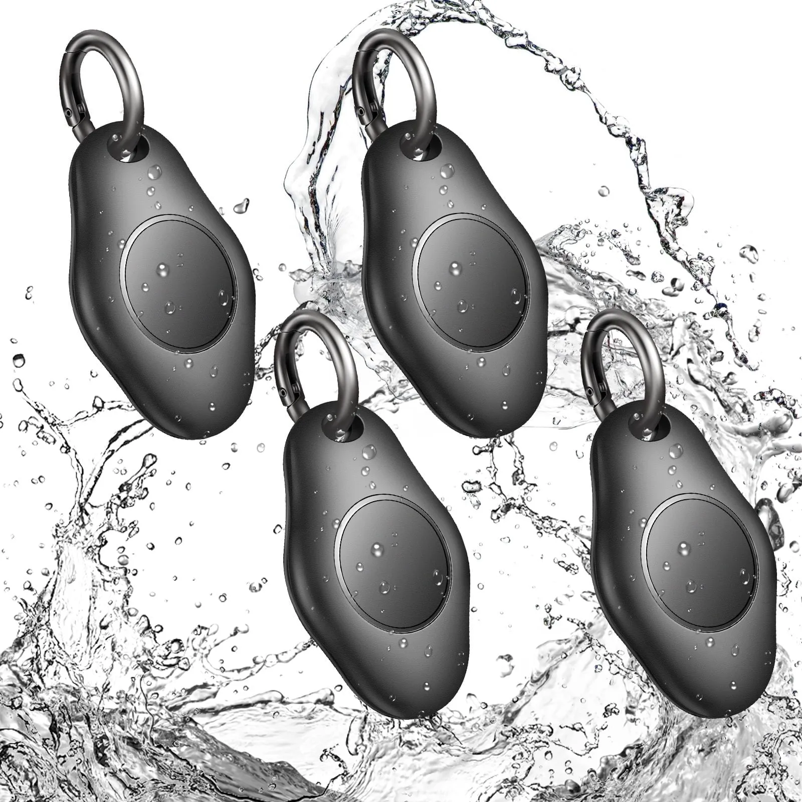 [4 Pack] AirTag Holder Keychain, IPX7 Waterproof Protective Air Tag Holder, Dropproof AirTag Keychain Cover, Full-Body Shockproof, Anti-Scratch, AirTag Case for Keys, Black