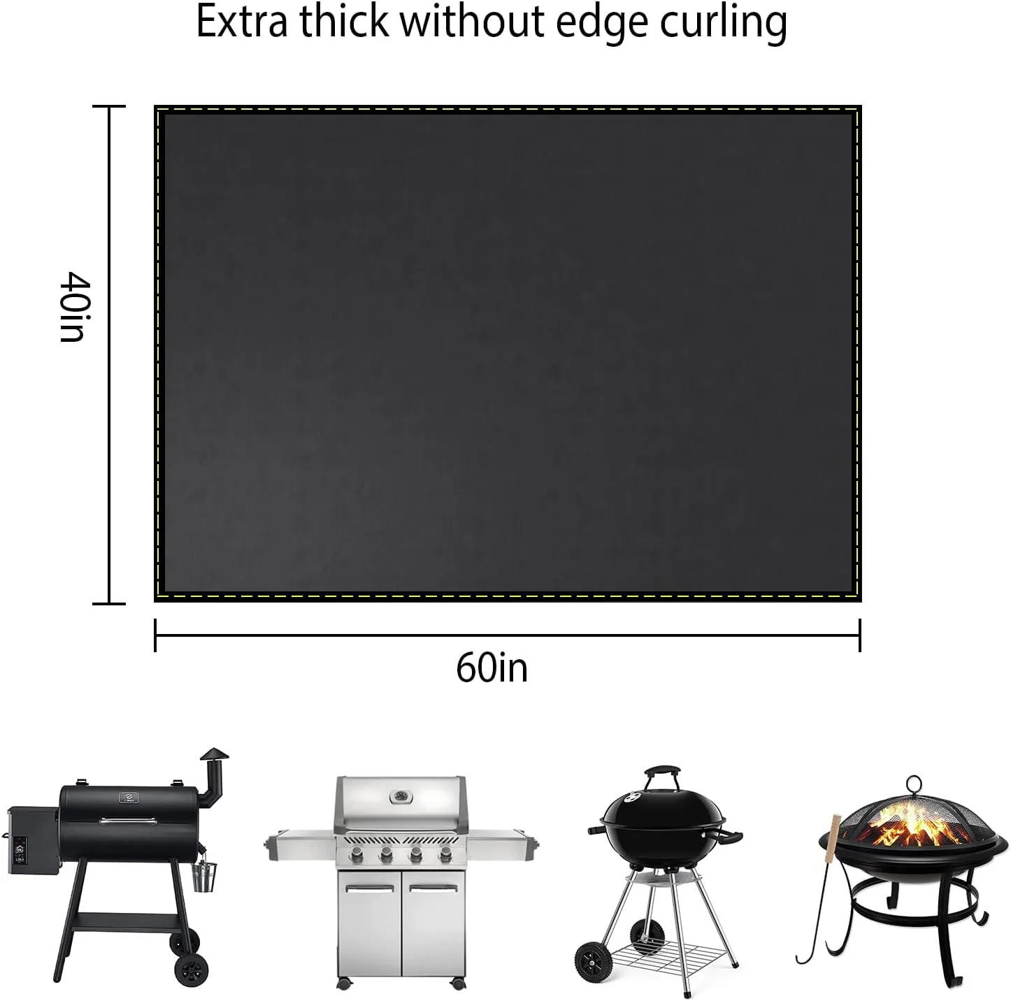 40x60 Inch Under Grill Mat for Outdoor Grill Deck Patio Protector Extra Large Silicone Fireproof Waterproof Oil-Proof Fire Pit Matt BBQ Barbecue Pad