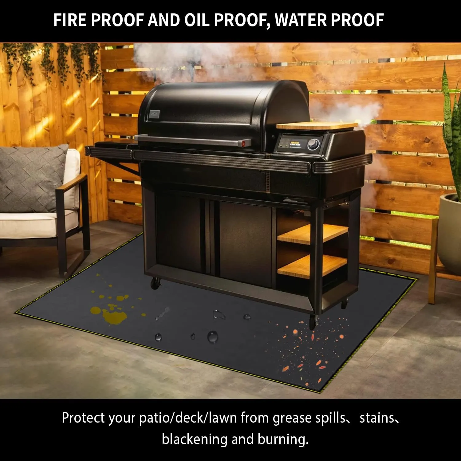 40x60 Inch Under Grill Mat for Outdoor Grill Deck Patio Protector Extra Large Silicone Fireproof Waterproof Oil-Proof Fire Pit Matt BBQ Barbecue Pad