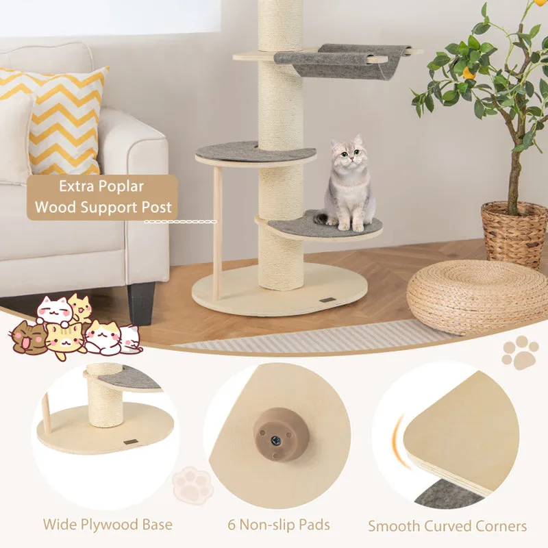 47 Inches Cat Tree for Indoor Cats with Thickened Sisal Scratching Posts