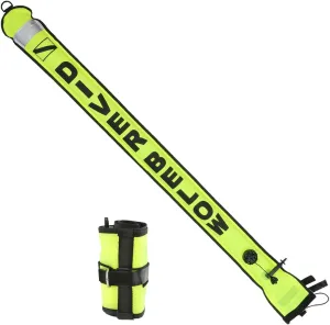 4ft Surface Marker Buoy, Hi-Vi Inflatable Scuba Signal Tube with Reflective Strip, Scuba Diving Open Bottom Float (SMB) for Underwater Diving Snorkeling