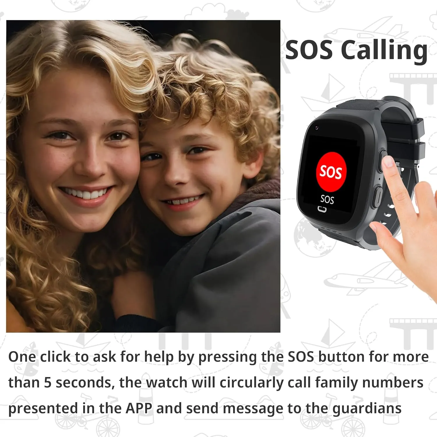 4G Kids Smart Watch for Boys with GPS Tracker SIM Card Location Cell Phone SOS Calling Waterproof Voice Chat Alarm Clock for Ages 5-12 Kids Birthday Gifts(Black)
