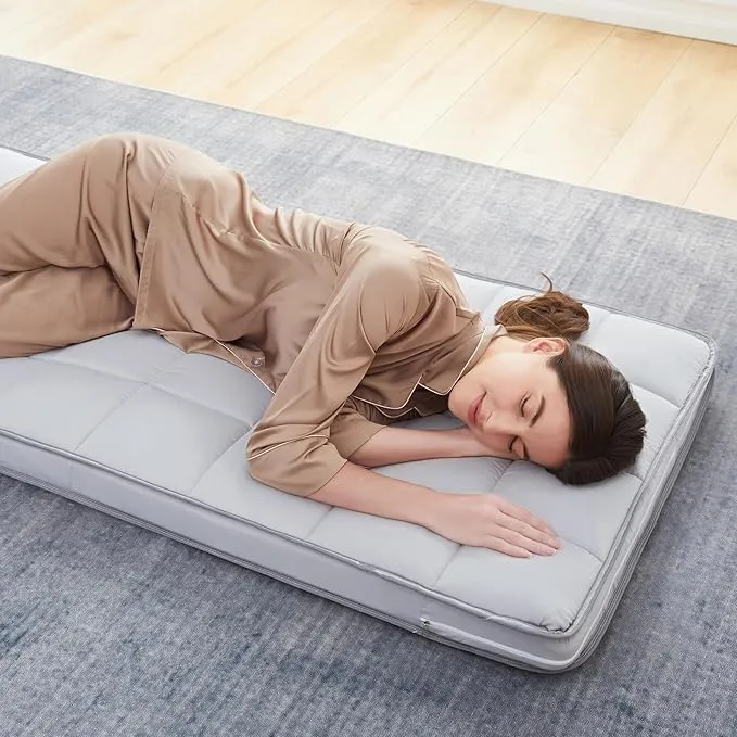 4Inch Cot Mattress Topper,Narrow Twin Gel Infused Memory Foam,Machine Washable Cotton Cover,Roll Up Floors Mat,Portable Folding Sleep Pad(75 X 30“)