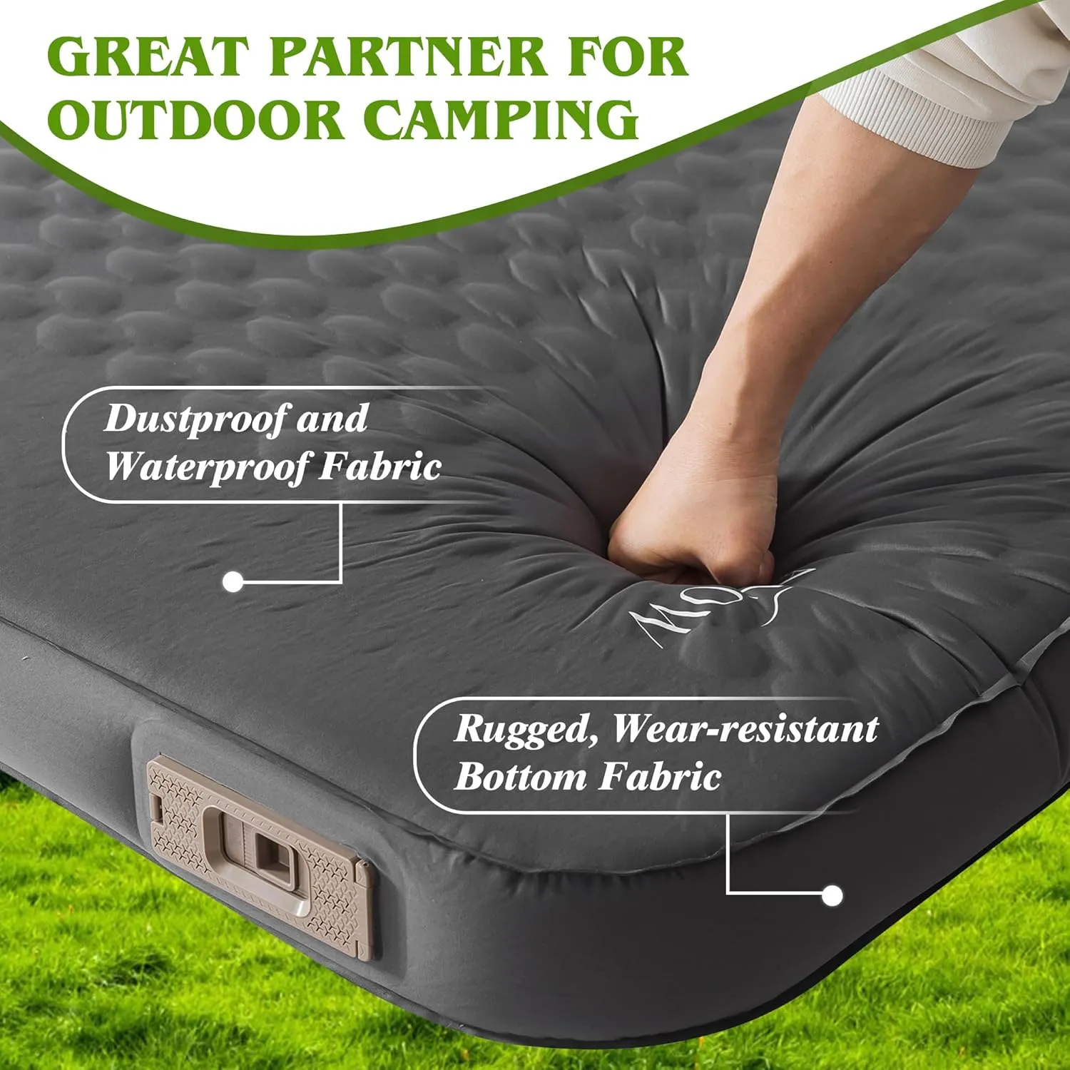 4" Extra-Thick Self Inflating Sleeping Pad for Camping with Electric Pump, Ultralight Memory Foam Camping Mattress，Portable 9.5 R-Value Camping Pad Sleeping Mat for Tent, Car, Cot, Grey