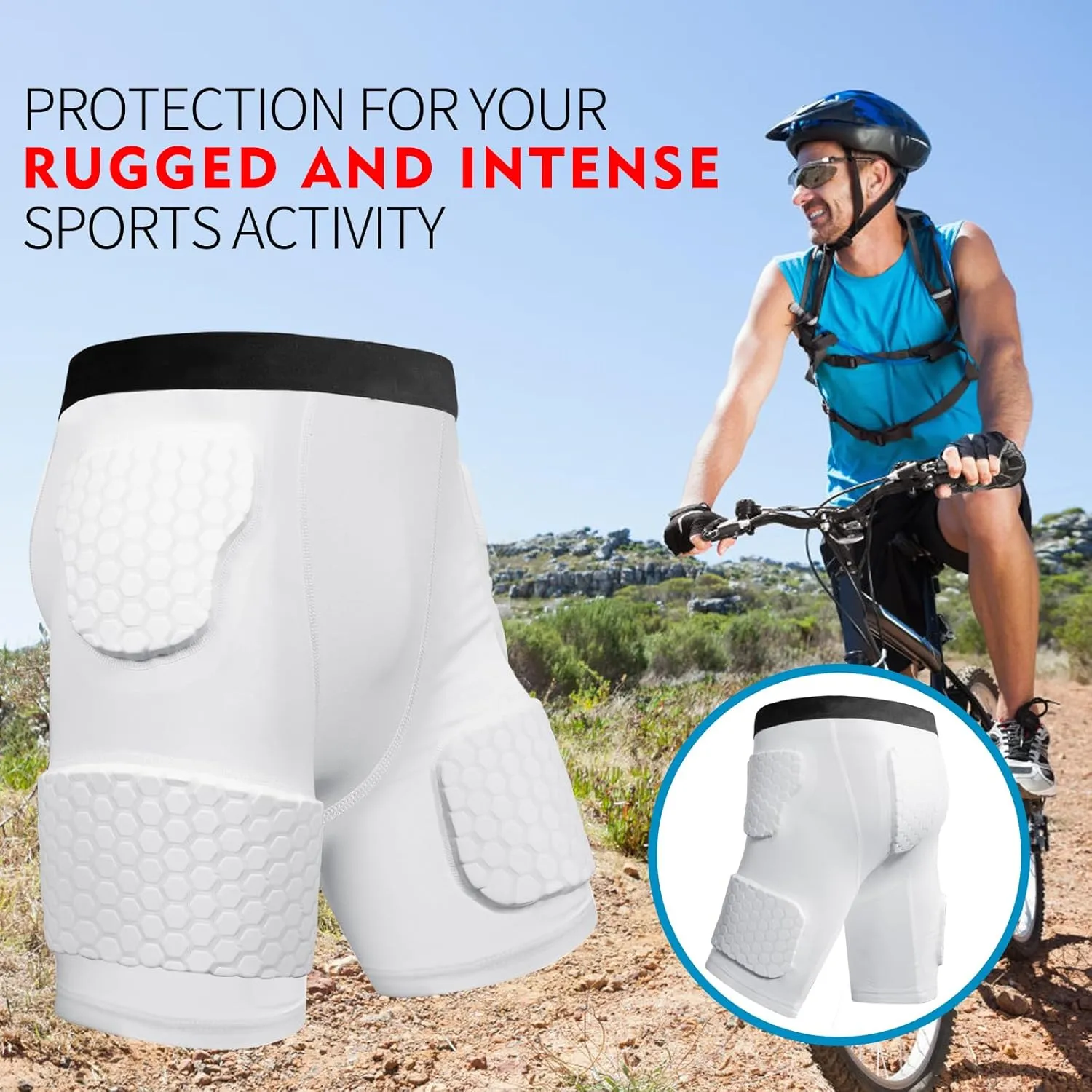 5 Pad Football Girdle for Men Youth - Padded Compression Shorts with Hip, Thigh Pads for Football, Baseball, Sliding Protective Gear for Adults Teens High-Density EVA Foam