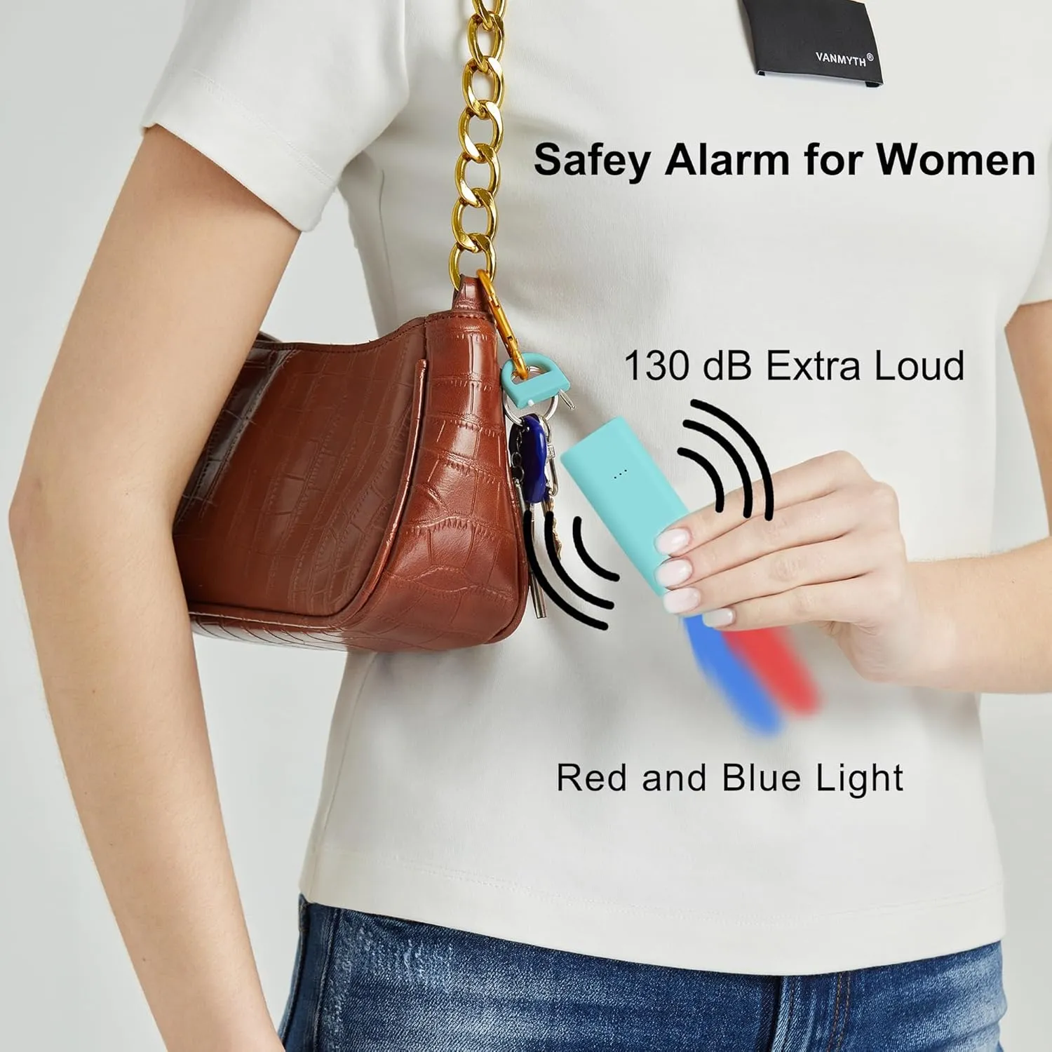 6-in-1 Safety Alarm Keychain with GPS Location (iOS Only, Android Not Supported), Position Lover Elderly Kids, Key Finder, Item Anti-Lost, Mini Flashlight, 130dB Siren, Works with Apple Find My