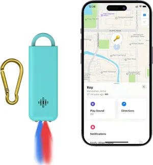 6-in-1 Safety Alarm Keychain with GPS Location (iOS Only, Android Not Supported), Position Lover Elderly Kids, Key Finder, Item Anti-Lost, Mini Flashlight, 130dB Siren, Works with Apple Find My
