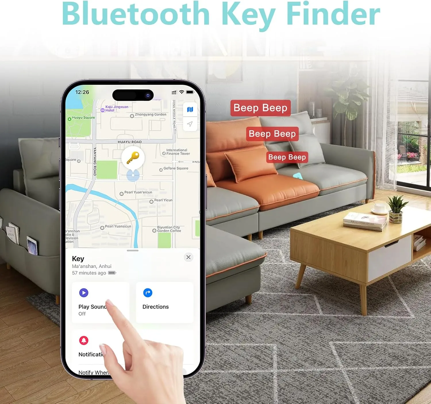 6-in-1 Safety Alarm Keychain with GPS Location (iOS Only, Android Not Supported), Position Lover Elderly Kids, Key Finder, Item Anti-Lost, Mini Flashlight, 130dB Siren, Works with Apple Find My