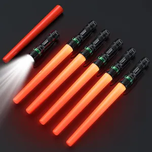 6 Pack Traffic Wand, 16 Inch LED Traffic Flashlight, Orange Safety Signal Baton with for 5 Flashing Modes, Air Traffic Control Wands for Airport, Parking, Car Directing