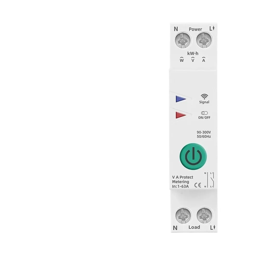 63A 1P N Energy Meter KWh Metering Monitoring Circuit Breaker Timer Relay MCB TUYA Smart Life 110VAC 230VAC(TXCB2-TWM metering,50A)
