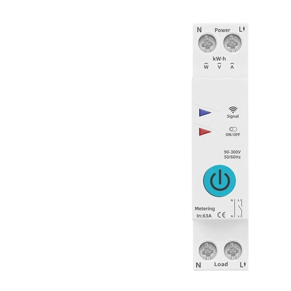 63A 1P N Energy Meter KWh Metering Monitoring Circuit Breaker Timer Relay MCB TUYA Smart Life 110VAC 230VAC(TXCB2-TWM metering,50A)