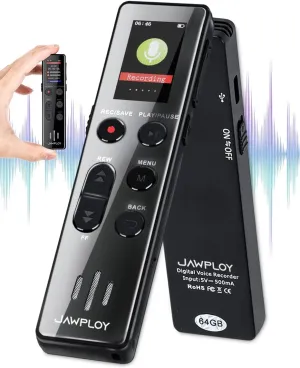 64GB Digital Voice Recorder with Playback - 4400 Hours Voice Activated Recorder with Sound Clarity Enhancement, Portable Recorder Recording Device for Lectures Meetings, USB, Password, MP3