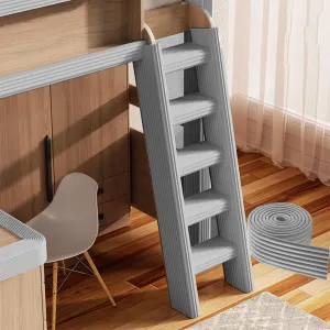 6.5ft Bunk Bed Ladder Pads, Foam Soft Corner Protectors, with Strong Adhesivefor Stair Steps Foot Comfort,Stair Edge, Sharp Edges,Table, Furniture （Grey）