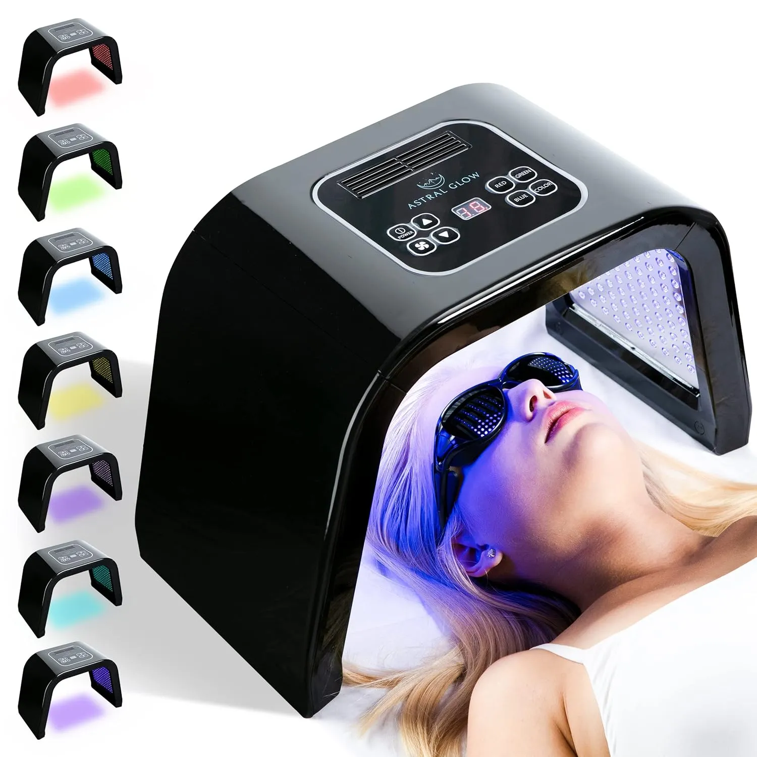 7 Color LED Light Machine Face Mask - Esthetician Supplies, Home Beauty Machine For Skin Care - Face Mask Skin Care - LED Mask For Facial Care - Black, Spa, Home Salon