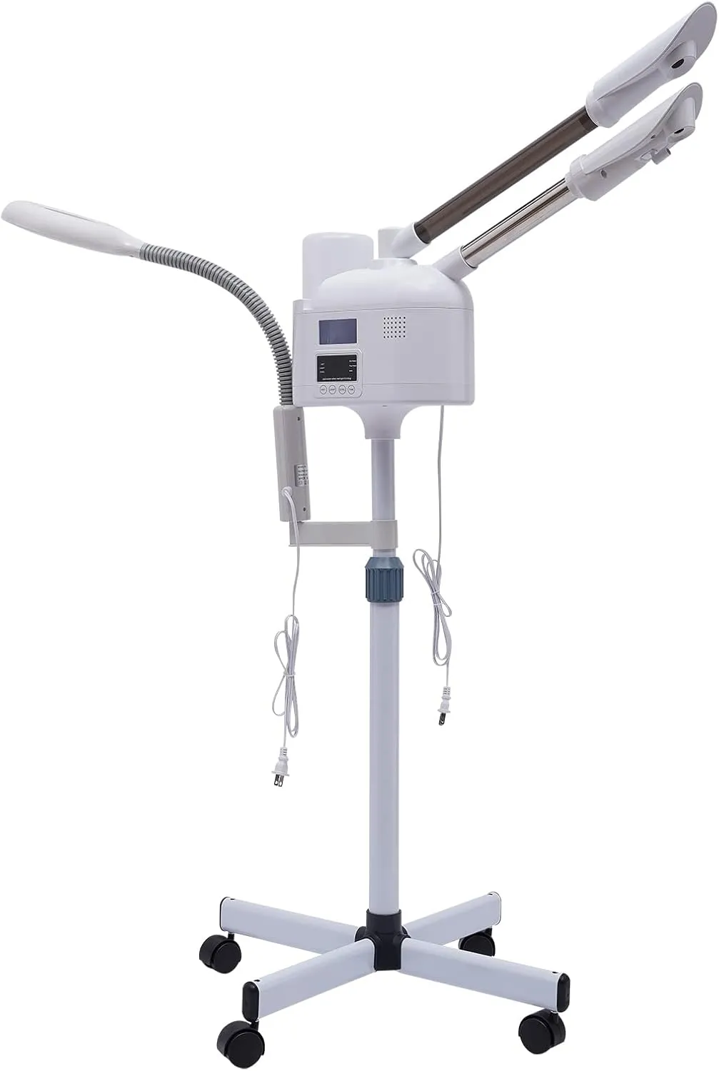 750W White Facial Steamer, Beauty Salon Spa Skin Care Instrument Ozone Facial Steamer Sprayer, Face Humidifier, for Home, Beauty Salons and Spas, Adjustable Height Angle, with Universal Wheels