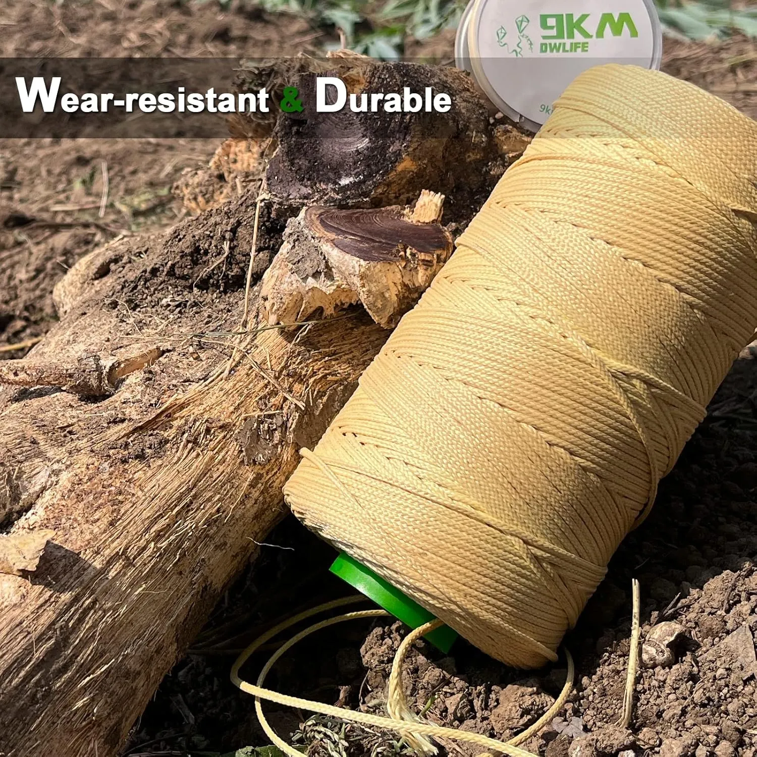 9KM DWLIFE Kevlar Kite String, 70lb 1000Ft, Twisted Kevlar Line, Low Stretch, High Strength, Heavy Duty, Fishing Assist Cord, Camping, Hiking, Outdoor Survival Rope