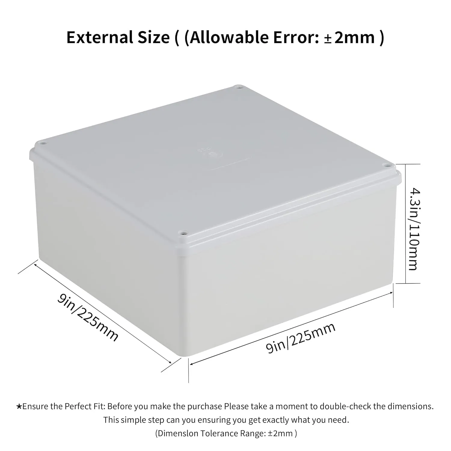 9" x 9" x 4" PVC Plastic Dustproof Waterproof Box IP65 Electrical Junction Boxes Project Junction Conduit Box for Outdoor Enclosure