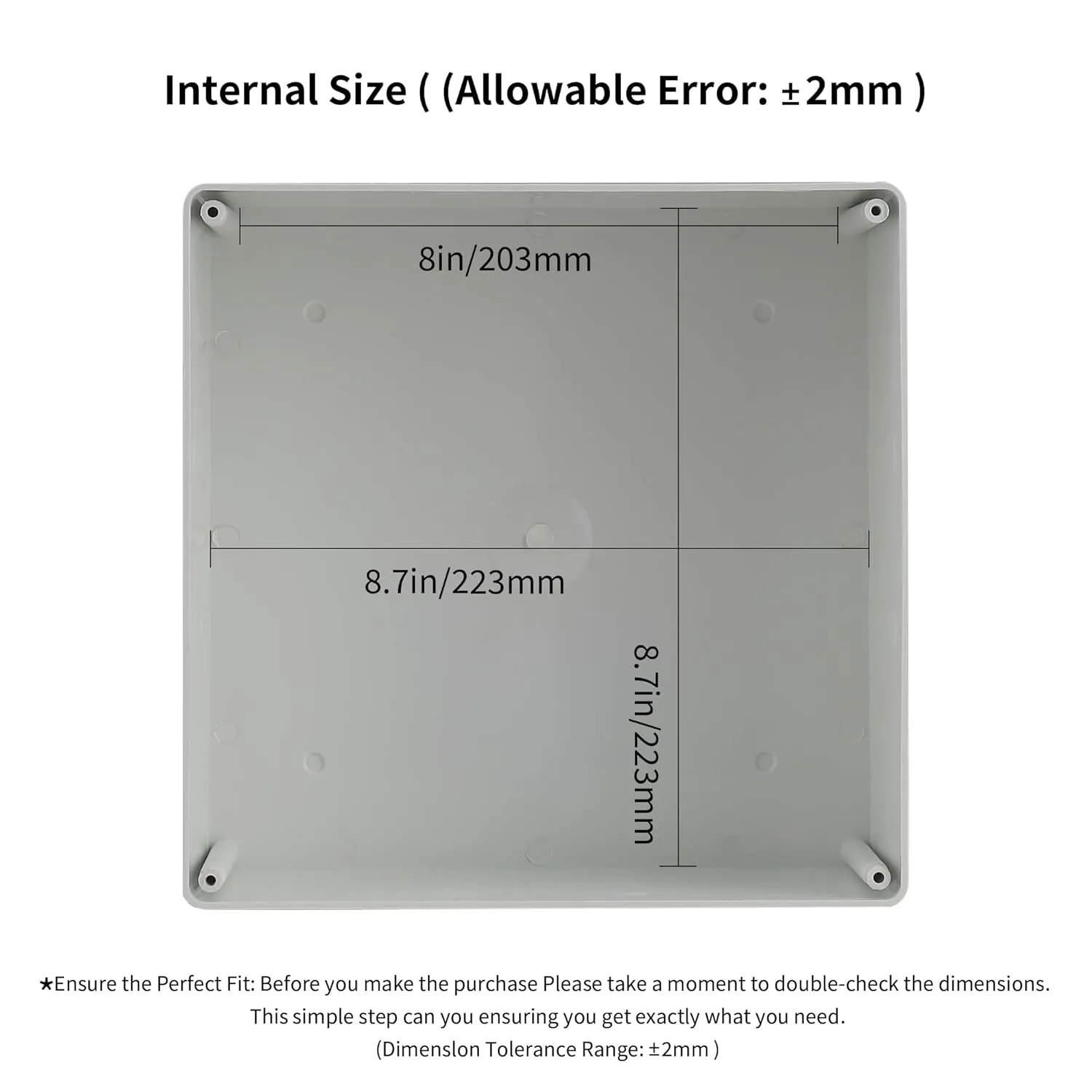 9" x 9" x 4" PVC Plastic Dustproof Waterproof Box IP65 Electrical Junction Boxes Project Junction Conduit Box for Outdoor Enclosure