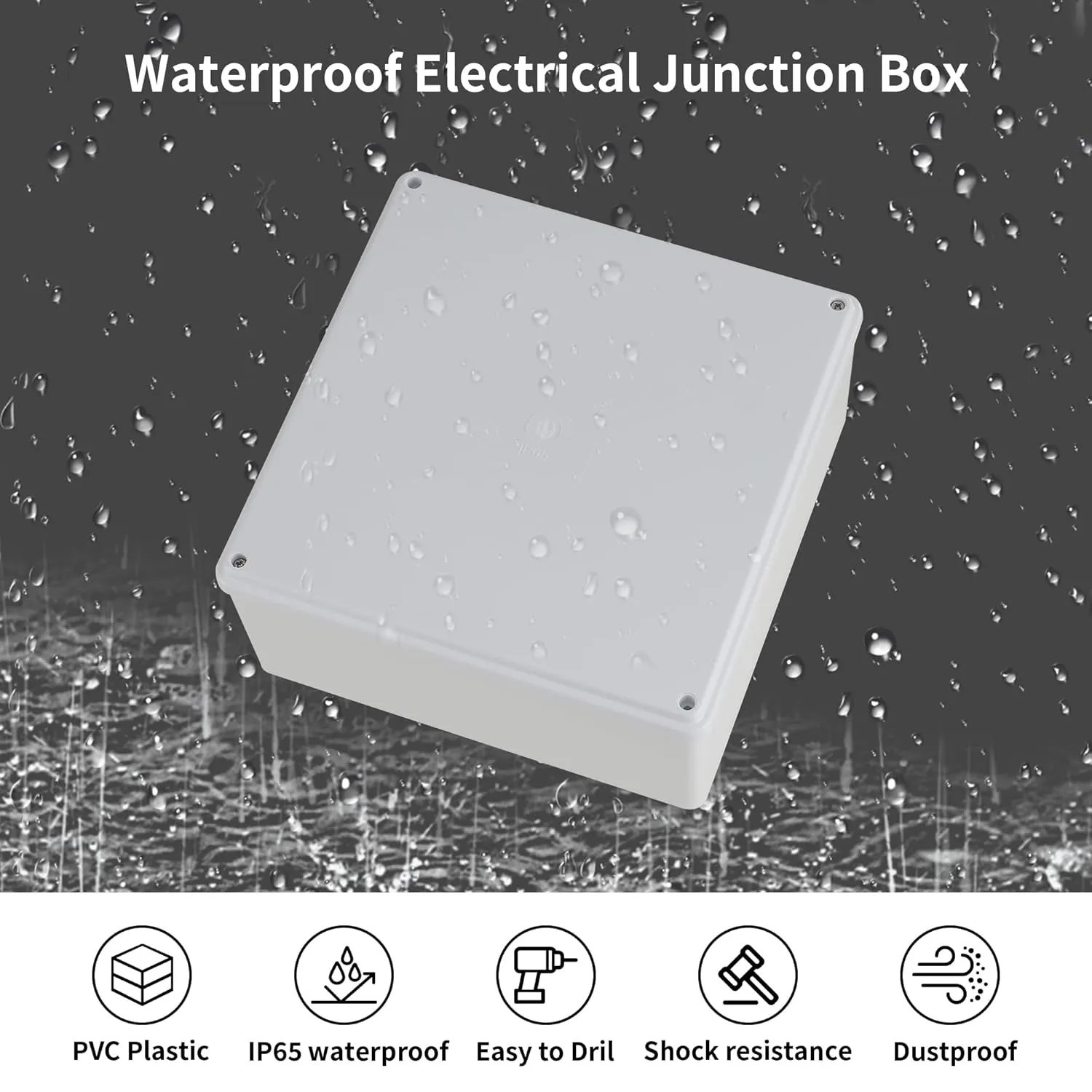 9" x 9" x 4" PVC Plastic Dustproof Waterproof Box IP65 Electrical Junction Boxes Project Junction Conduit Box for Outdoor Enclosure