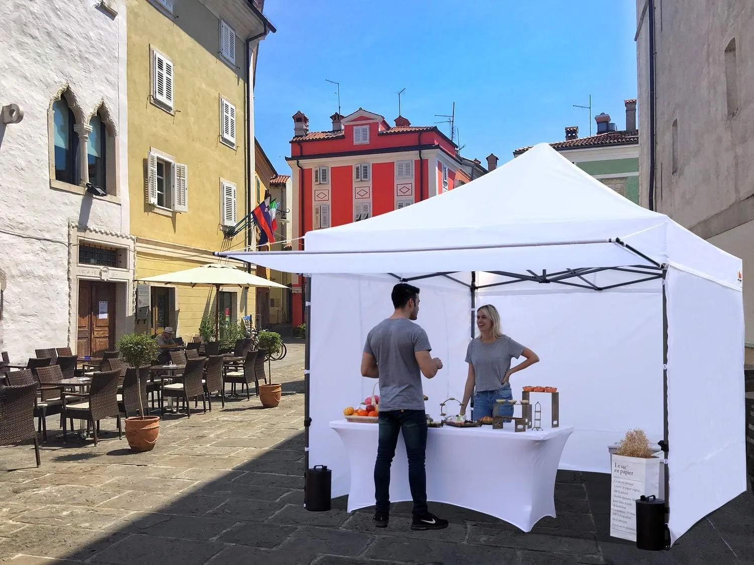 ABCCANOPY Pop up Canopy Tent with Awning and Sidewalls 10x10 Market -Series, White