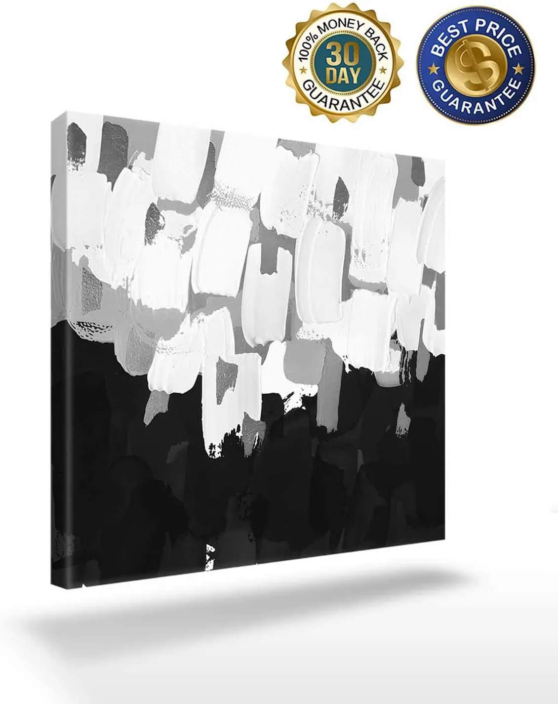 Abstract Graffiti Square Canvas Wall Art - Framed Wall Art Paintings, Paint Black White Pictures Prints Artwork for Bedroom Living Room Home Decor, 16" x 16" Wall Decor, Ready to Hang