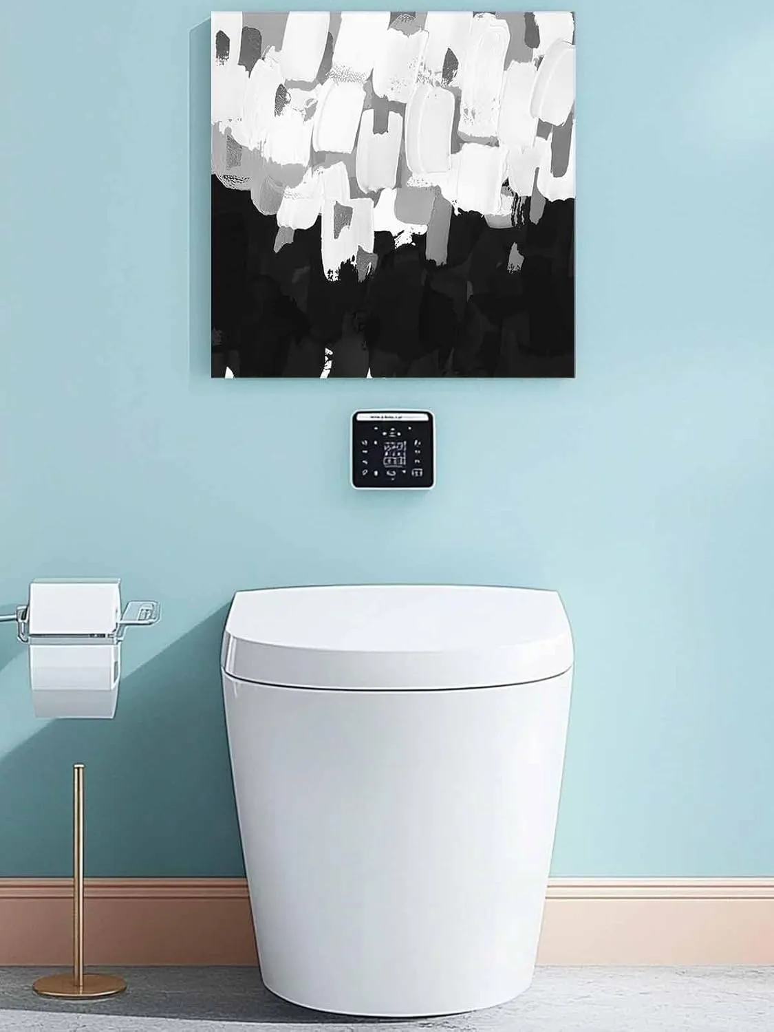 Abstract Graffiti Square Canvas Wall Art - Framed Wall Art Paintings, Paint Black White Pictures Prints Artwork for Bedroom Living Room Home Decor, 16" x 16" Wall Decor, Ready to Hang