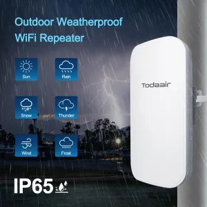 AC1200 Outdoor Weatherproof WiFi Extender Pro Max, Features Four Integrated High-Gain Antennas WiFi Signal Booster, Outdoor WiFi Solution, WiFi Access Point, Transmission Range Up to 300 ft