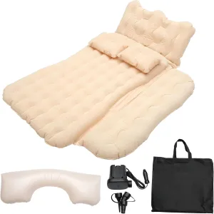 ACROPIX Inflatable SUV Truck Car Air Mattress Back Seat Camping Bed Thickened Car Sleeping Pad for Travel Car Bed SUV Mattress with Car Air Pump and Pillows Beige