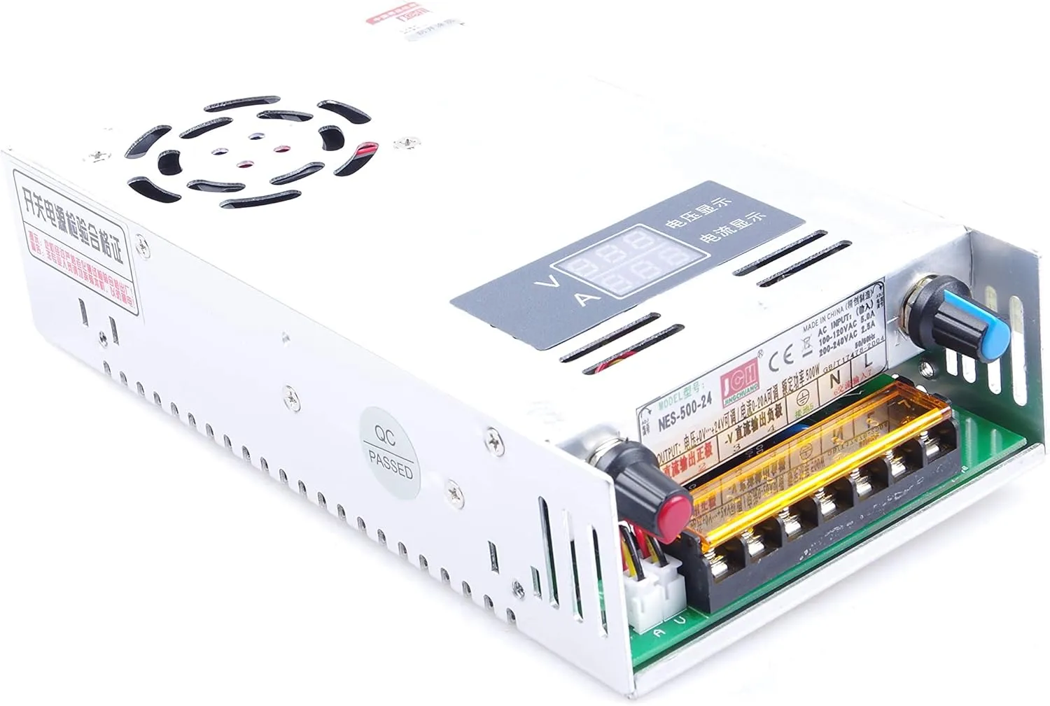 Adjustable DC Power Voltage Converter AC 110V - 220V to DC 0-24V 0-20A Module Switching Power Supply Digital Display 480W Voltage Regulator Built in Cooling Fan (0-24V 0-20A)