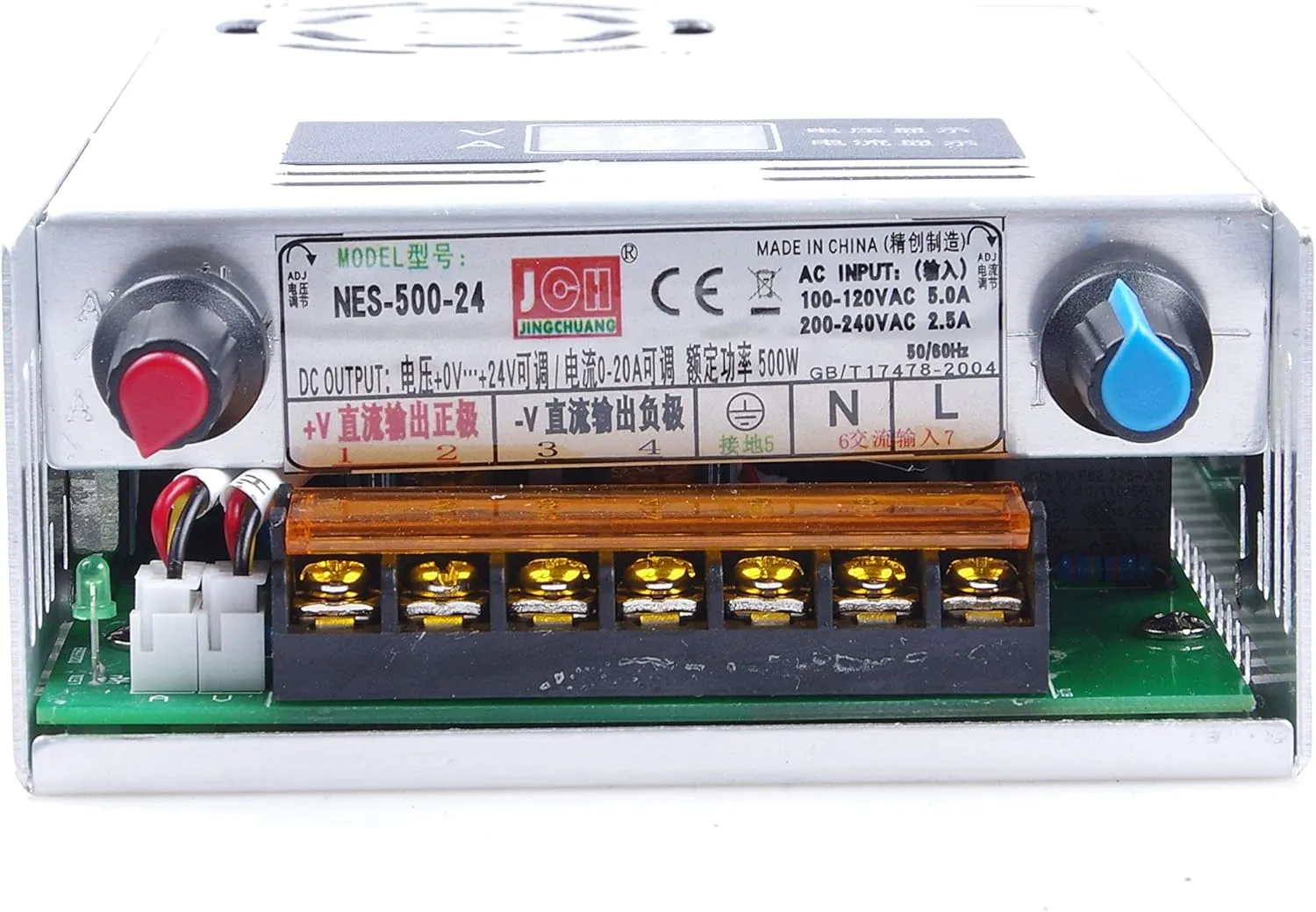 Adjustable DC Power Voltage Converter AC 110V - 220V to DC 0-24V 0-20A Module Switching Power Supply Digital Display 480W Voltage Regulator Built in Cooling Fan (0-24V 0-20A)