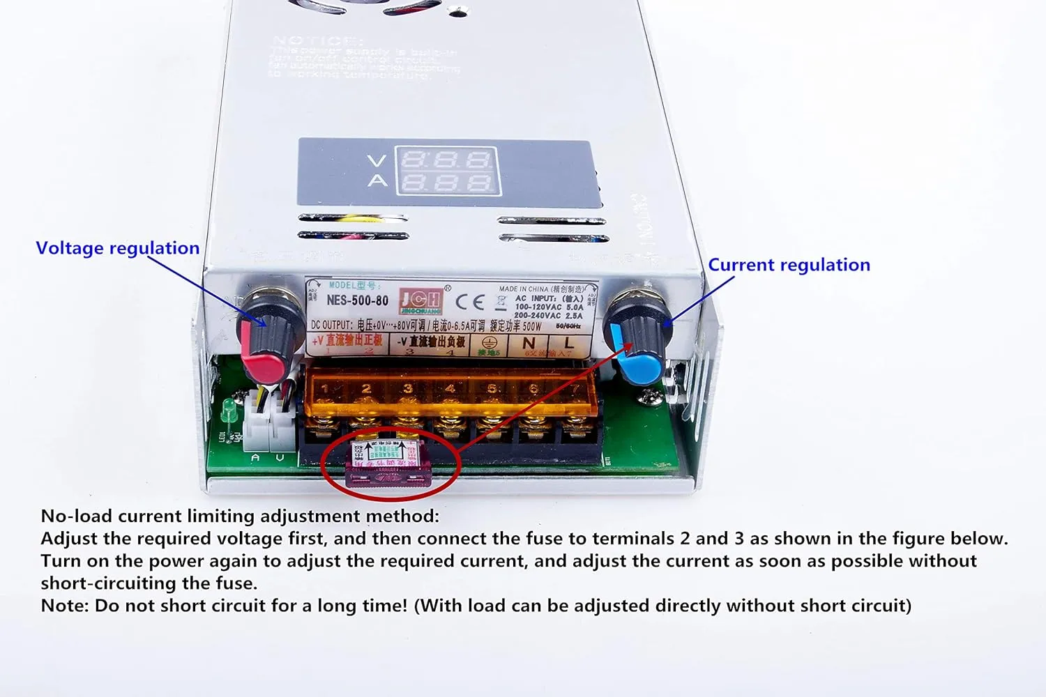 Adjustable DC Power Voltage Converter AC 110V - 220V to DC 0-24V 0-20A Module Switching Power Supply Digital Display 480W Voltage Regulator Built in Cooling Fan (0-24V 0-20A)
