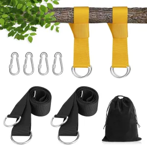 Adjustable Tree Swing Hanging kit Swing Straps for Tree Branch (4 Piece Suit for Hammock Straps,Tire Swing Kit and Hammock Tree Straps -Adjustable Length ，with 4 Locking Carabiners