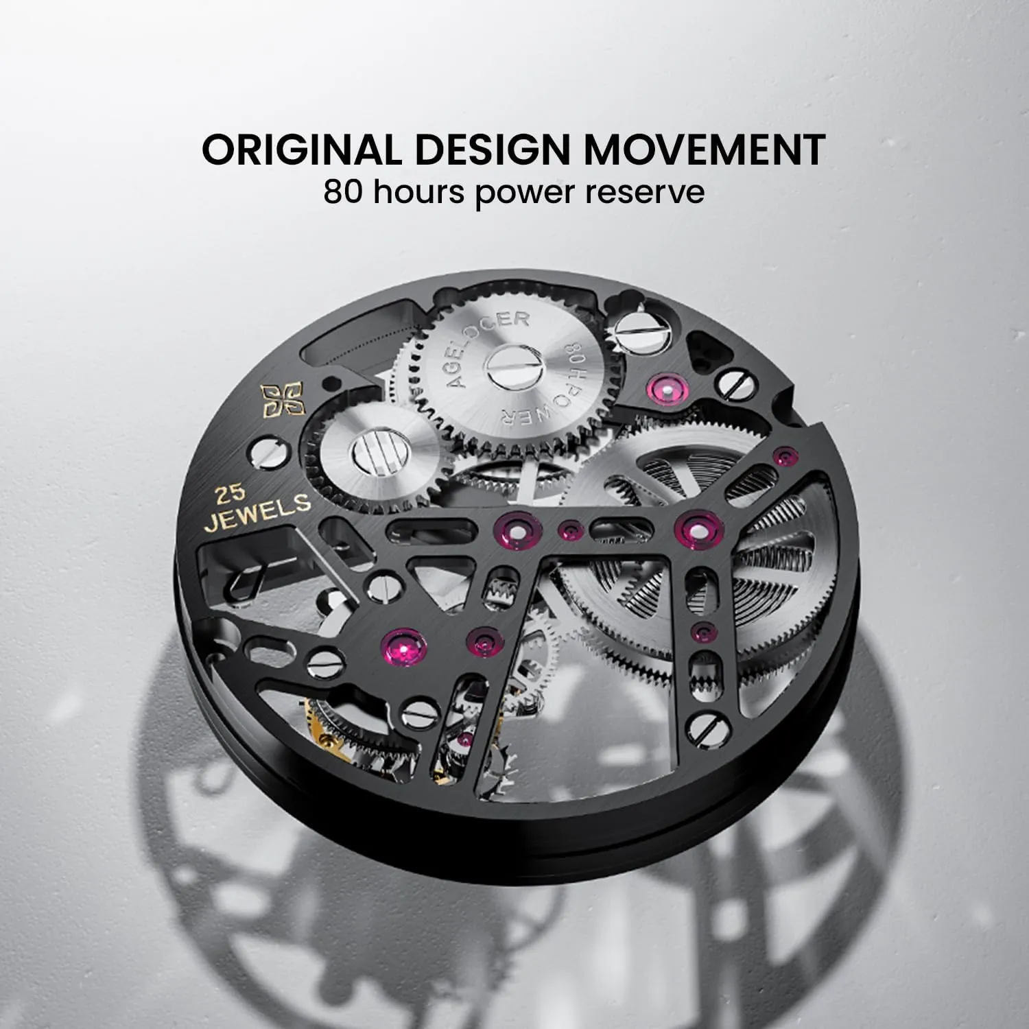 AGELOCER Men's Luxury Mechanical Watch with Tourbillon | Skeleton Manual Watches for Men | Waterproof Dress Watch for Business & Formal Occasions | Sapphire Glass | 50M Water Resistant (Black-Gold)