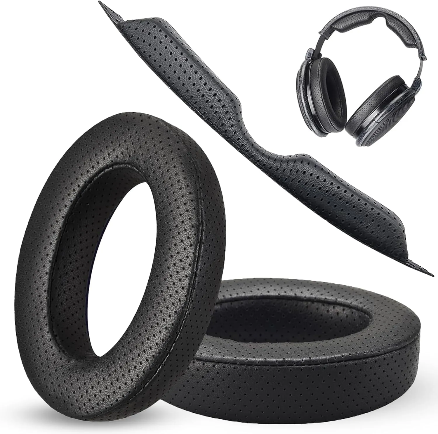 AHG Premium Ear Pads & Headband Cushion Pad Compatible with Sennheiser Headphones HD600 HD650 HD660S HD 660S2 Massdrop X HD 6XX HD58X Jubilee HD580. Fenestrated Sheepskin | Thick AHG FlexiSoft Foam
