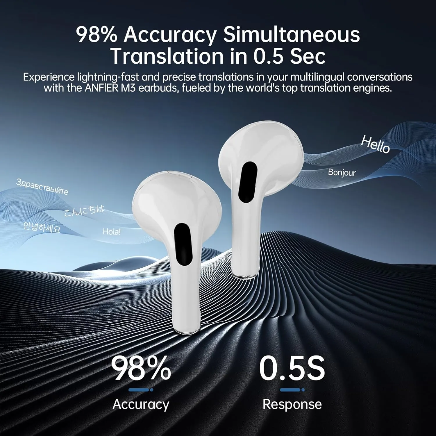 AI Language Translator Earbuds,Translation Earbuds Real time，144 Languages Bluetooth Translator Device and Accents 8 Offline Language Translation, Translation Device for Travel Business Learning