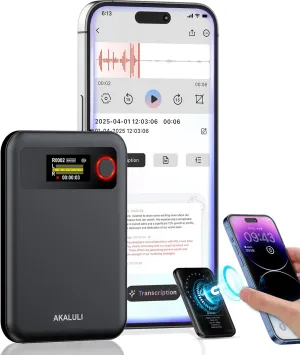 AI Voice Recorder with Transcribe Summarize: Note Voice Recorder with APP Control, 30H Continuous Recording, 64GB Memory Support 100  Languages, AI Recorder for Calls, Lectures, Meetings