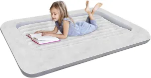 Air Mattress for Kids：Portable Fast Kid air Mattress, Portable Toddler Inflatable Travel Bed, Surface with Plush Smooth Comfortable Ideal for Living Room, Room and Outdoor Camping use（Gray）