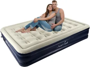 Air Mattresses with Built in Pump, Fast Inflation/Deflation Inflatable Mattress, Foldable Bed Home, Camping & Guests, 16in Bed Height,Blue, Queen Size