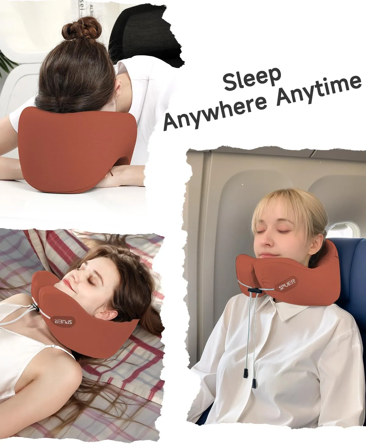 Airplane Travel Pillow – Neck Pillow for Sleeping with Memory Foam for Flights, Cars & Office Naps, Travel Accessories with Eye Mask, Earplugs & Storage Bag (Coffee)