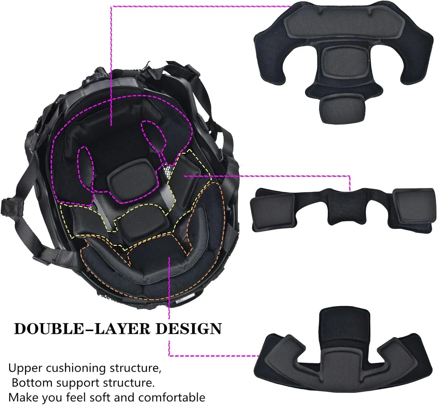 Airsoft Fast Helmet Set Tactical Helmet with Military Noise Cancelling Headset Rail Mount and Helmet Cover Memory Foam Protective Pad Adjustable Size for Adult and Teenager