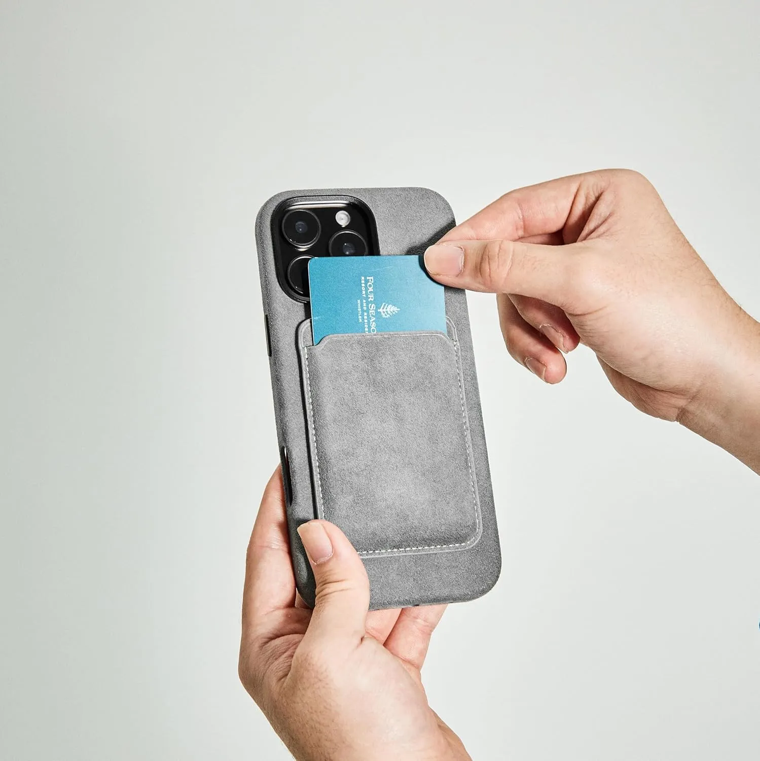 Alcantara Cardholder, Magnetic Wallet Compatible with iPhone 12/13/14/15/16 Series,Card Holder Compatible with MagSafe Magnet (Gray)