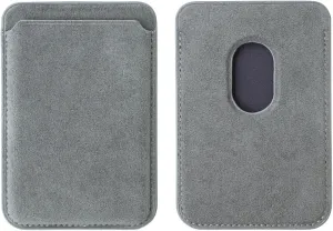 Alcantara Cardholder, Magnetic Wallet Compatible with iPhone 12/13/14/15/16 Series,Card Holder Compatible with MagSafe Magnet (Gray)