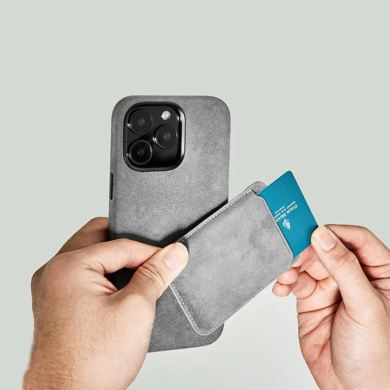 Alcantara Cardholder, Magnetic Wallet Compatible with iPhone 12/13/14/15/16 Series,Card Holder Compatible with MagSafe Magnet (Gray)