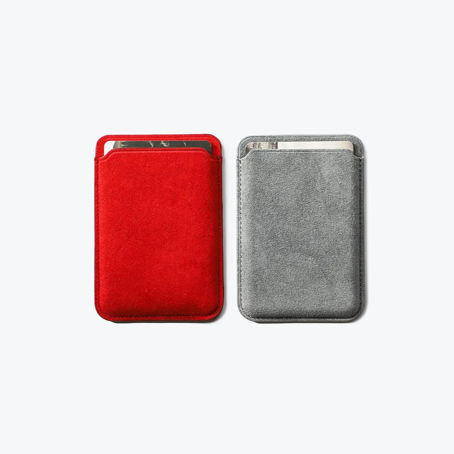 Alcantara Cardholder, Magnetic Wallet Compatible with iPhone 12/13/14/15/16 Series,Card Holder Compatible with MagSafe Magnet (Gray)