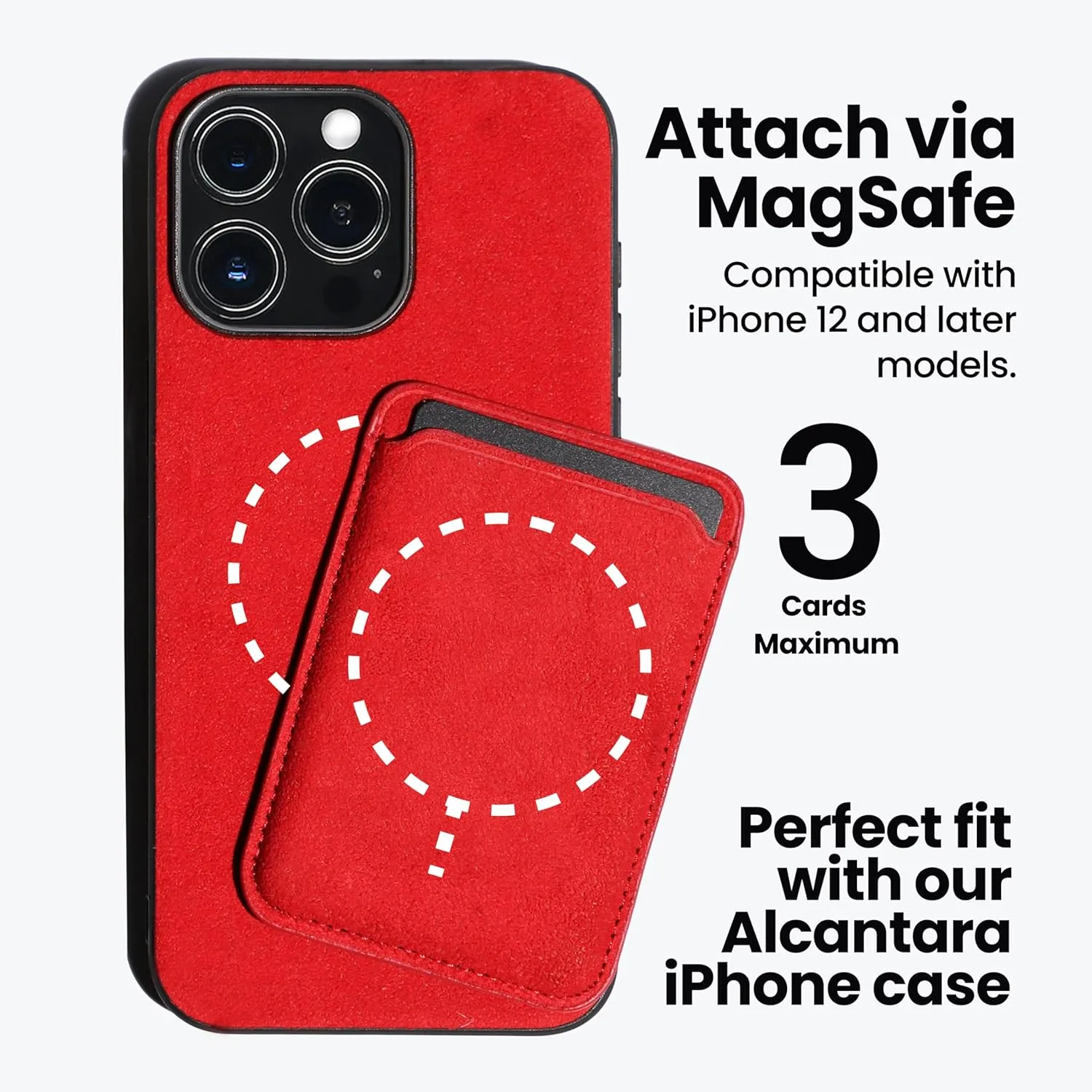 Alcantara Cardholder, Magnetic Wallet Compatible with iPhone 12/13/14/15/16 Series,Card Holder Compatible with MagSafe Magnet (Gray)