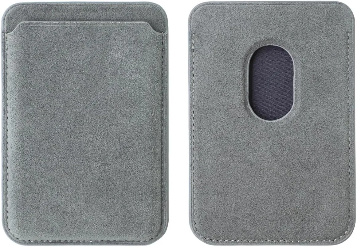 Alcantara Cardholder, Magnetic Wallet Compatible with iPhone 12/13/14/15/16 Series,Card Holder Compatible with MagSafe Magnet (Gray)