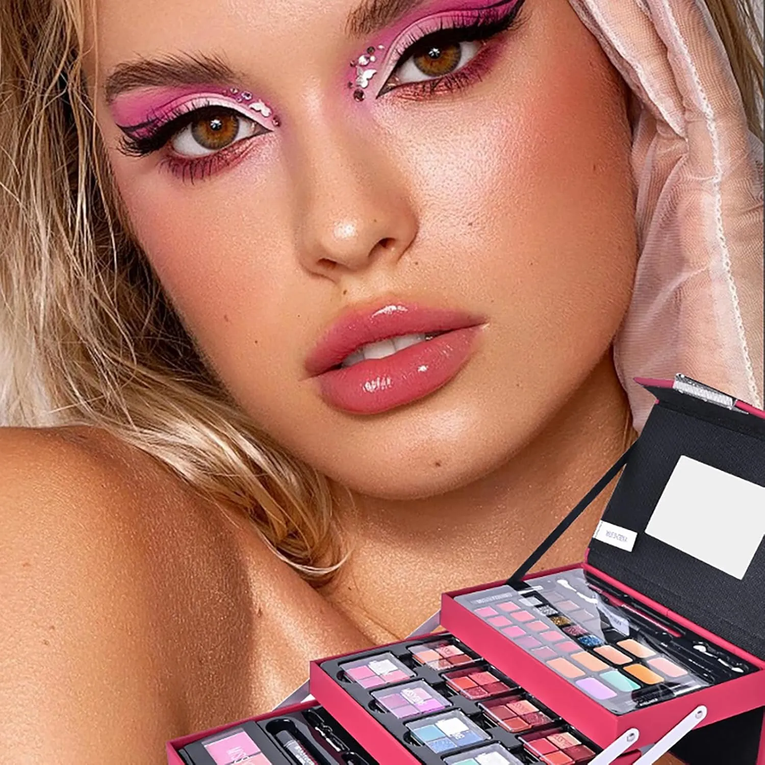 All in One Makeup Kit for Women Full Kit Girls Makeup Gift Sets Xmas Essential Bundle Include Eyeshadow Palette Lipstick Blush Concealer Eyeliner Mascara Foundation Brush Eyebrow Pencil