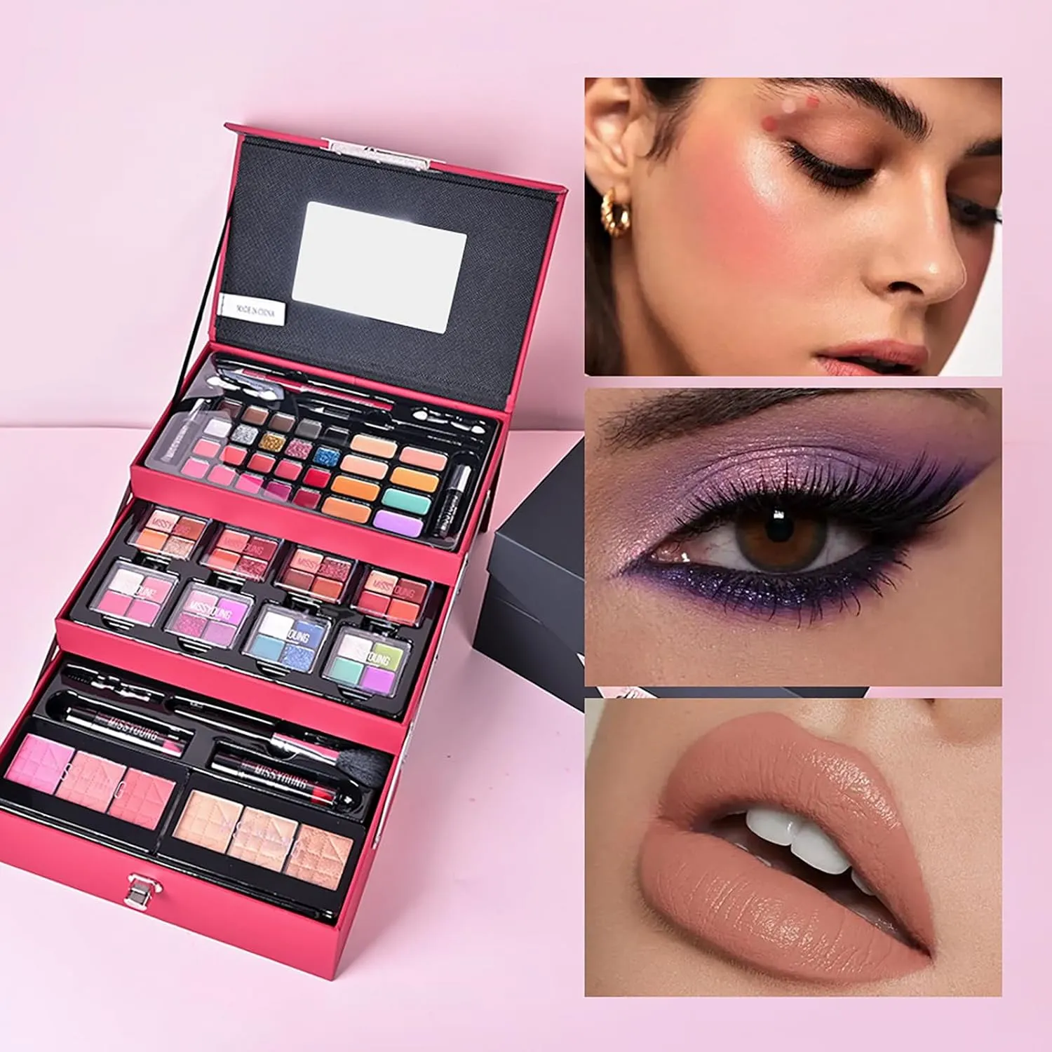All in One Makeup Kit for Women Full Kit Girls Makeup Gift Sets Xmas Essential Bundle Include Eyeshadow Palette Lipstick Blush Concealer Eyeliner Mascara Foundation Brush Eyebrow Pencil