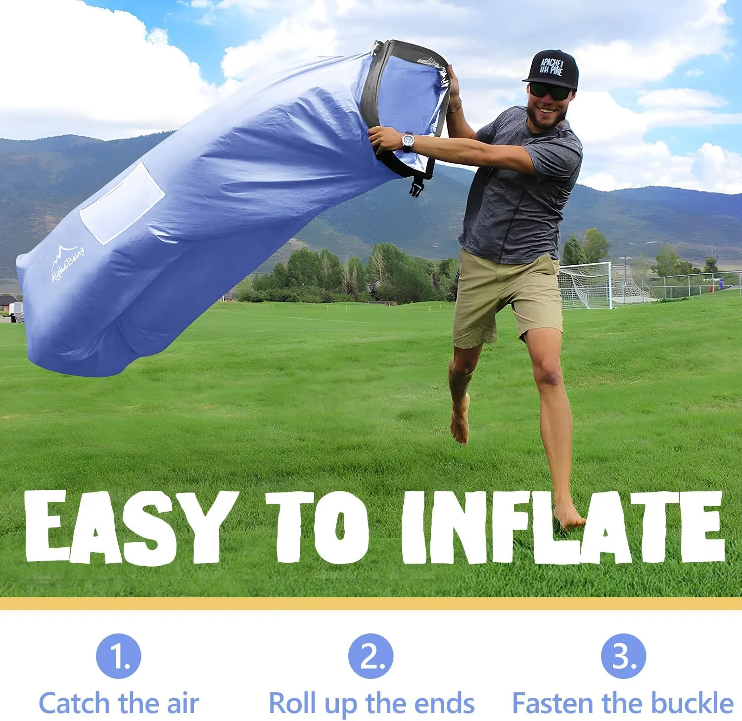 AlphaBeing Inflatable Lounger Beach Chair Accessories, Air Sofa Hammock Inflatable Couch for Camping Backyard Lakeside with Compression Sacks, Ideal Outdoor Gifts for Adults